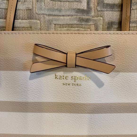 Kate Spade Cream & Tan Striped Tote Bag - Picture 3 of 9